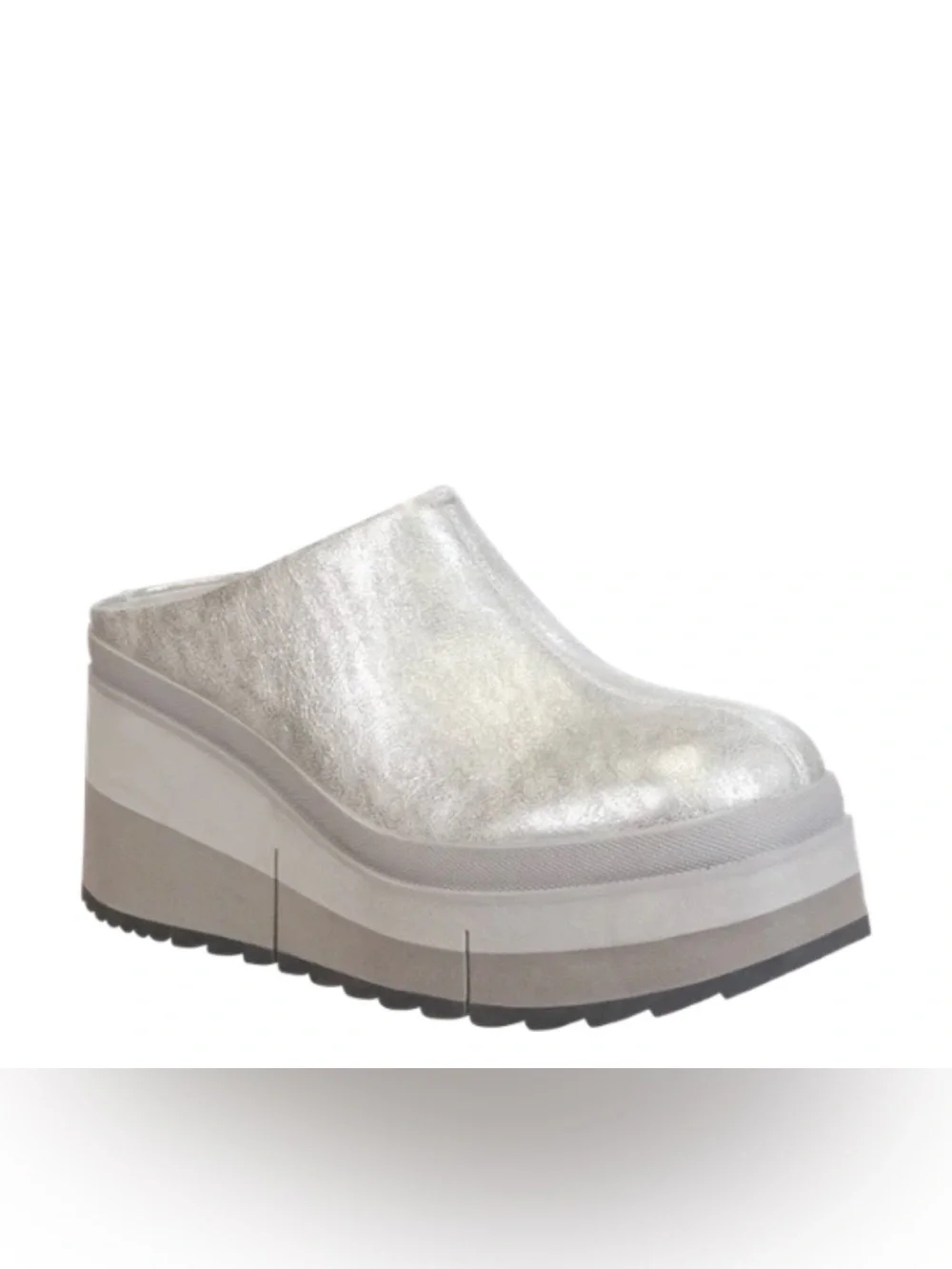 Coach Metallic Silver Platform Clogs